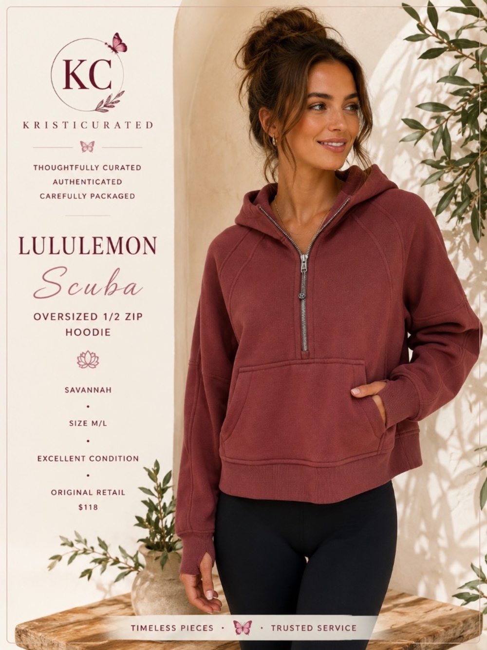 Lululemon Scuba Oversized 1/2 Zip Hoodie Savannah M/L